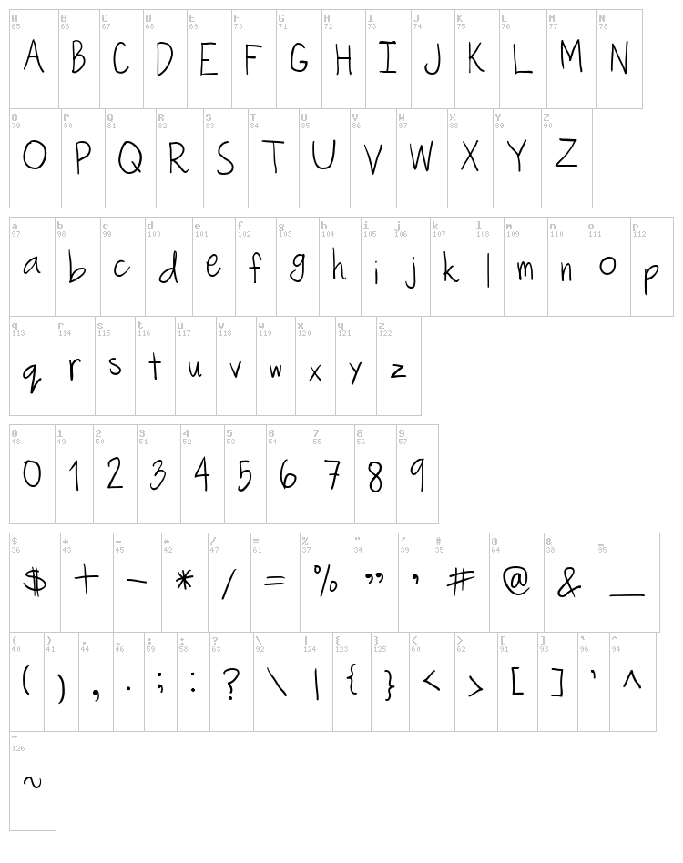 Spaced Out font map
